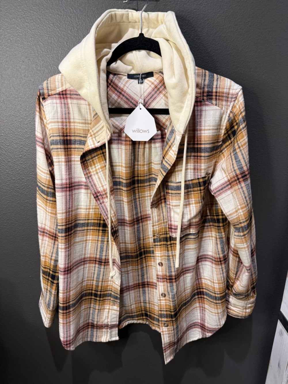 Willows Plaid Hooded Shacket - Cream, Mustard, Rust